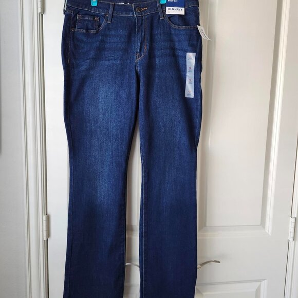 2 Pair Old Navy Kicker Boot Cut Jeans - Blue and Black - Size 12 - NWT - Picture 2 of 9